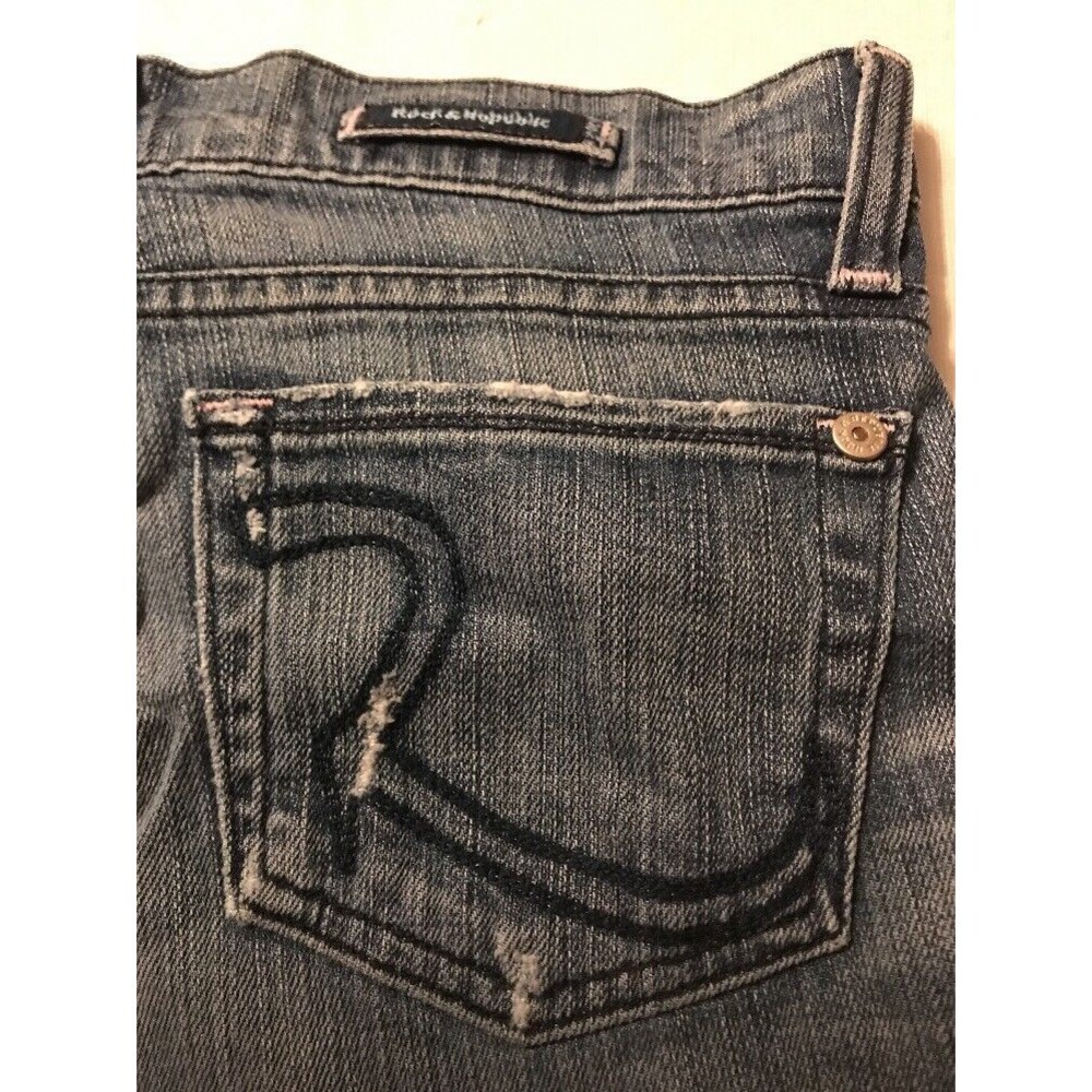 Rock & Republic Women's Jeans Distressed Destroyed Cuffed Crop Jeans Size 26